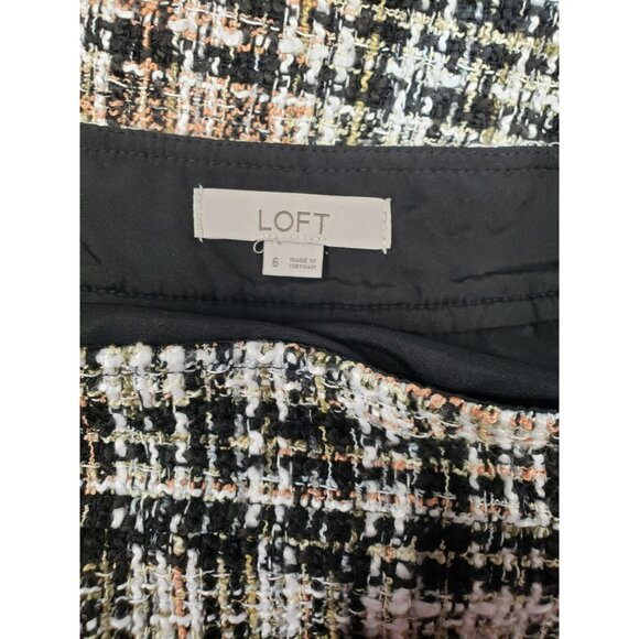 Loft Womens Tweed Plaid Mini Skirt Size 6, Side Zip, 18" length, Classic Look - Picture 4 of 5